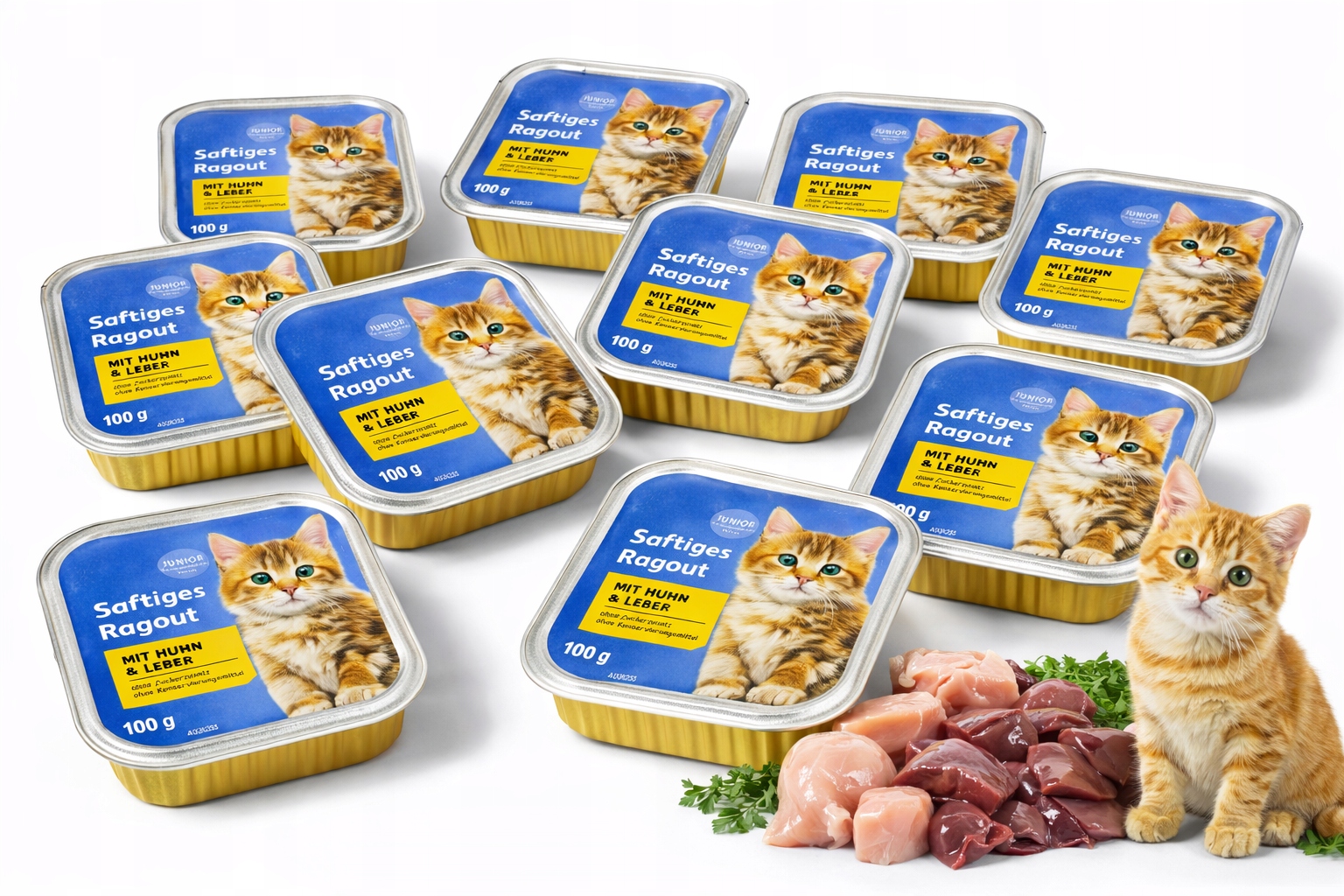 Levně Kompletní krmivo pro kočky Junior kuřecí játra sada 100 g