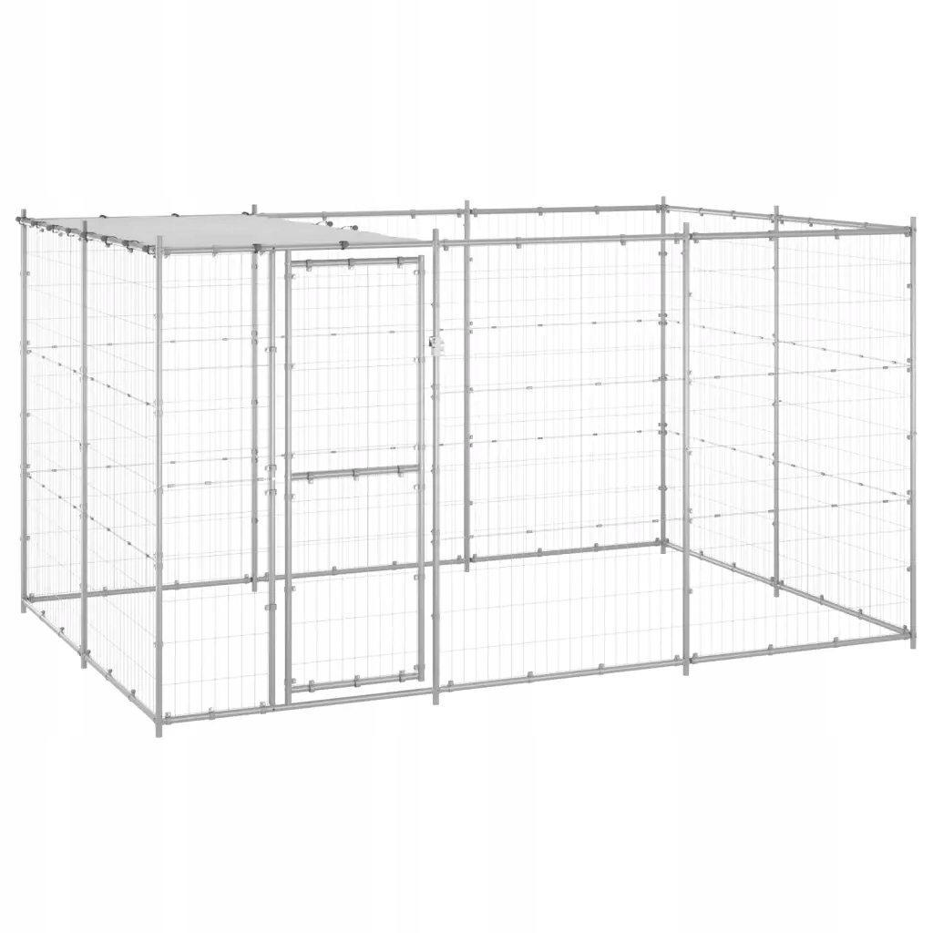 Levně Kotec pro psa, se zastřešením, ocel galvanizovaná, 7,26 m²