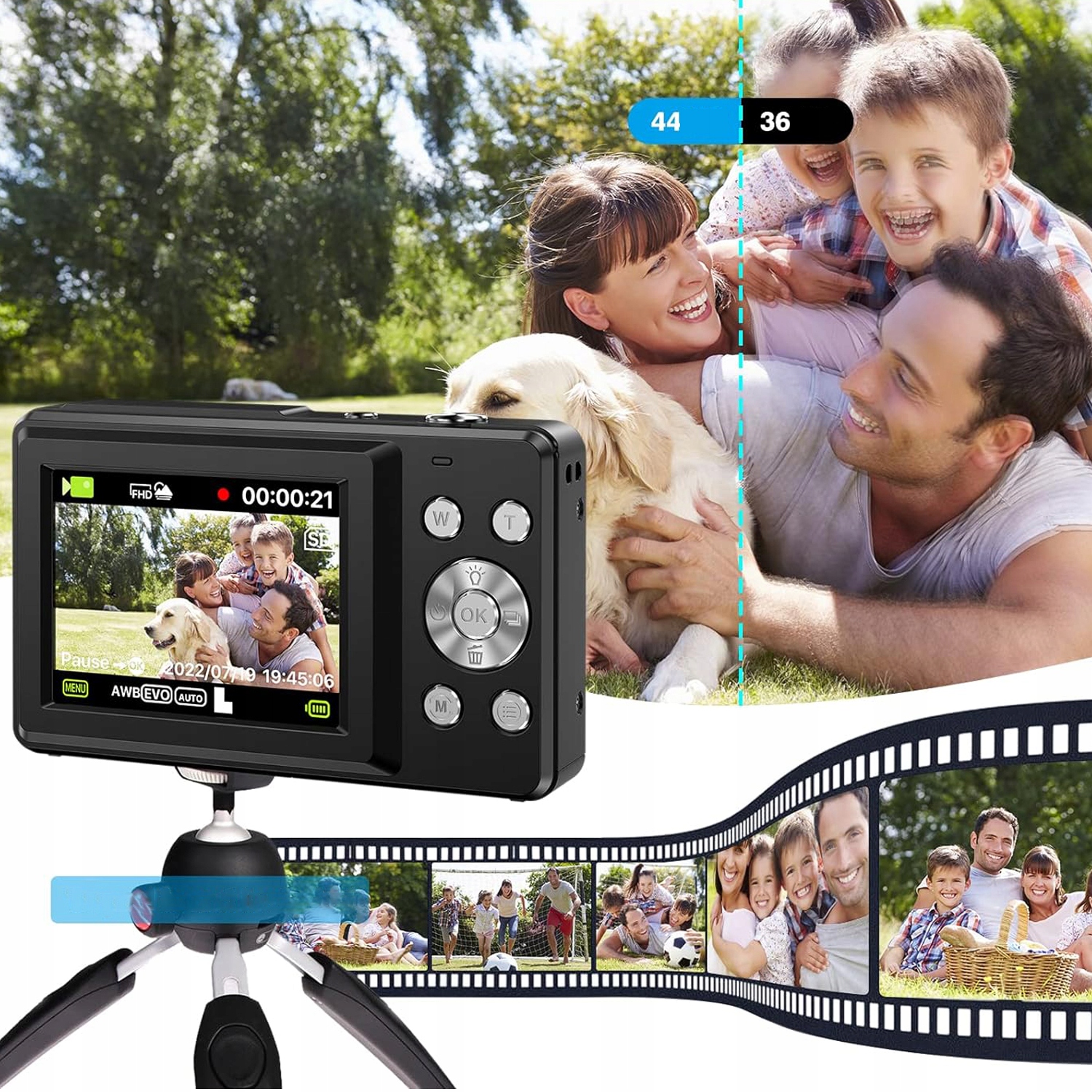 Mini Kamera Cyfrowa Dla Dzieci 44MP z 16X Zoomem Stan opakowania oryginalne