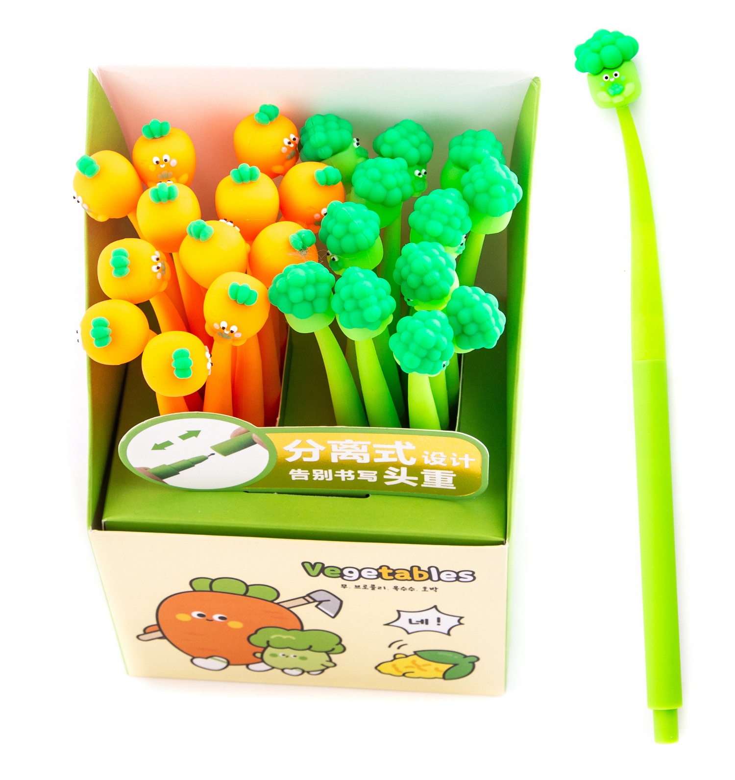 Gumowy Cienkopis Warzywa Brokuł Marchewka Długopis Dla Dzieci Zestaw 24SZT