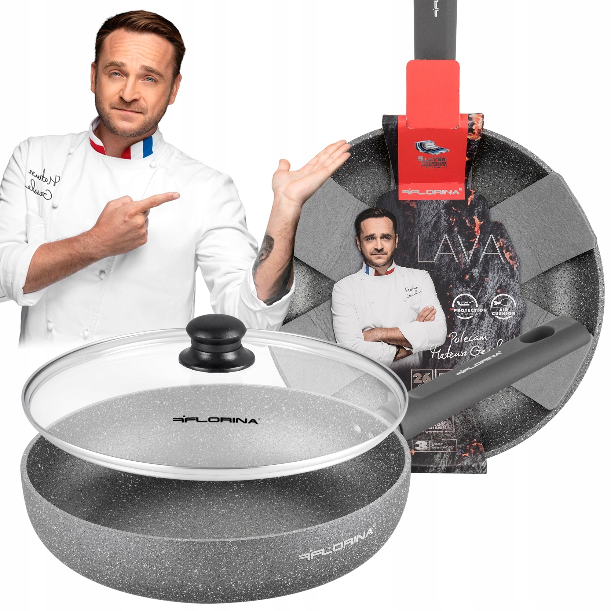 Florina Lava Stone szary 26cm Patelnia Głęboka P