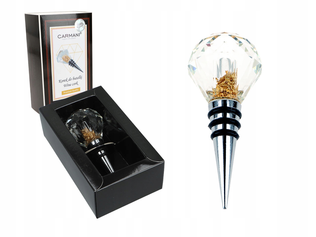 Korek Na Láhev Vína Zátka Koule S Částečkami Zlatá Dárek Pro Ni