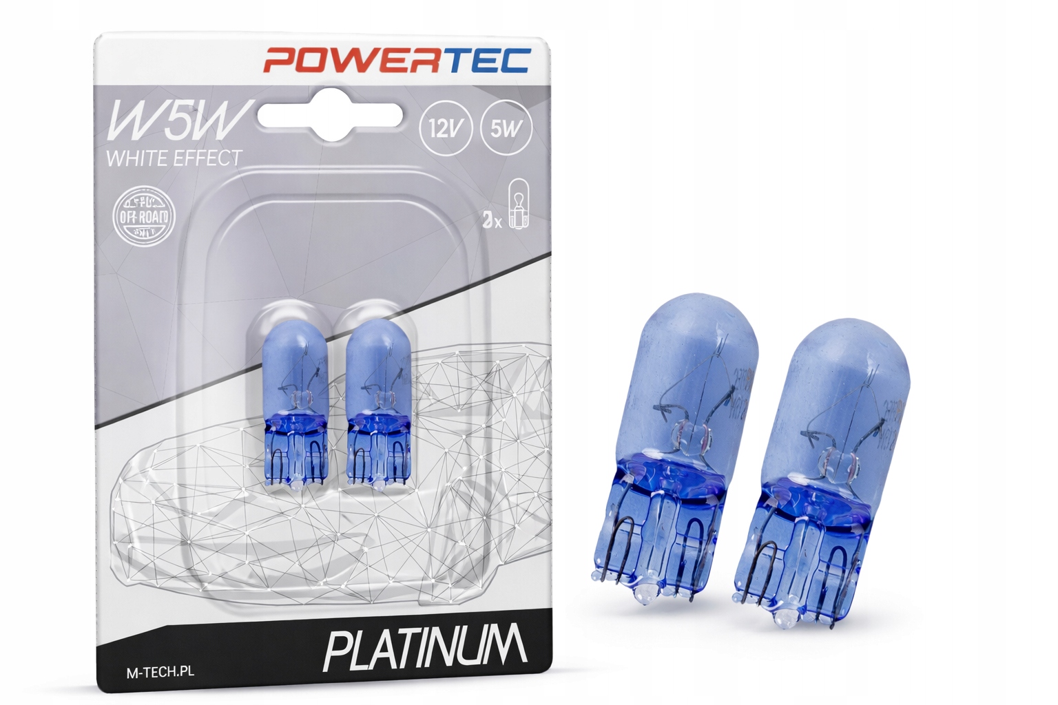 Żarówka W5W T10 12V 5W Wegde Platinum *white effect* M-tech 2szt.