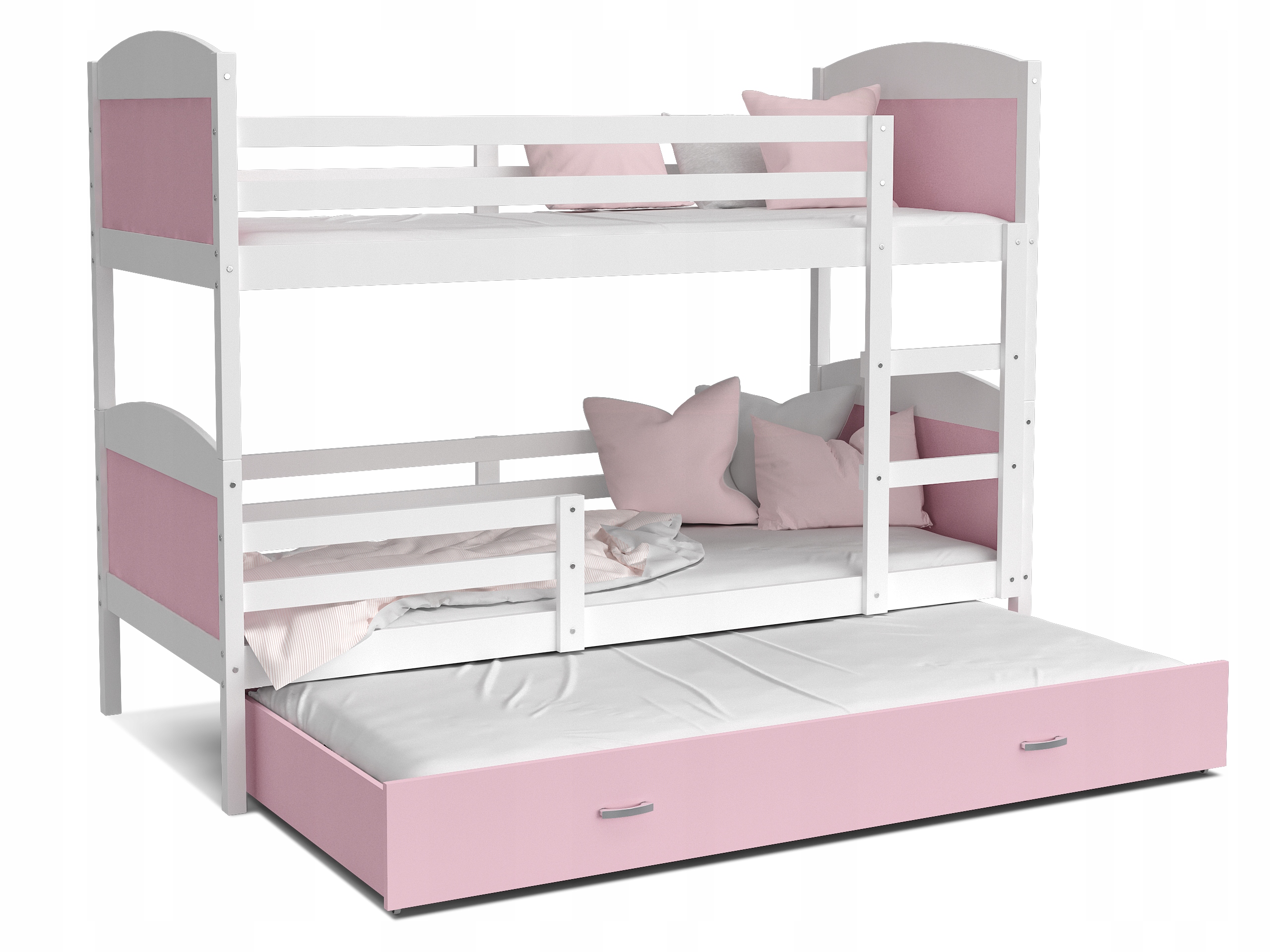 Łóżko piętrowe 200x90 białe różowe MATEUSZ 3