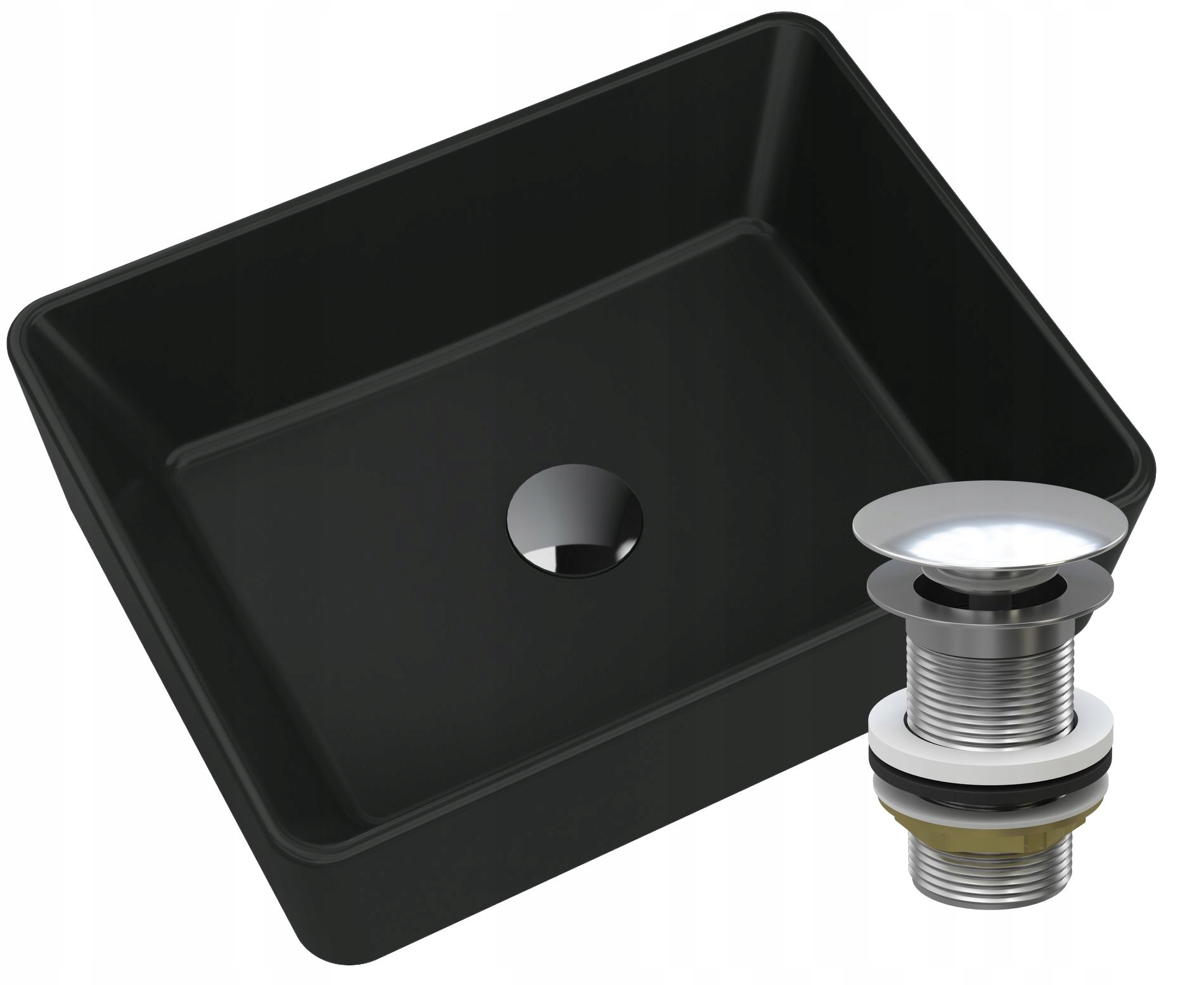 Granitová Umývadlová Doska, Čierna Zátka, Chróm