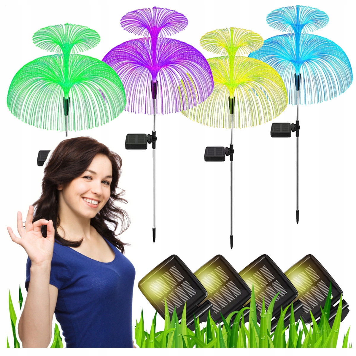 Zahradní solární lampy 4 kusy medúza barevné