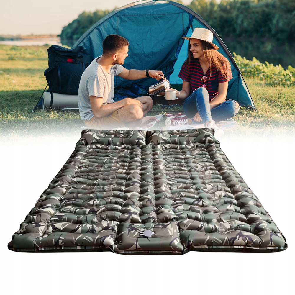 Matrace Nafouknutá Dvojitá 200 X 140 CM Lehká, Praktická Pro Kamuflážní Stan