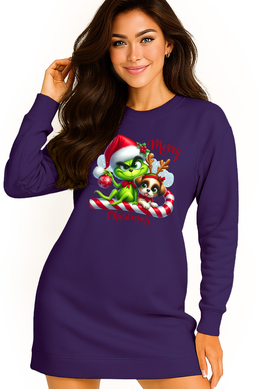 Mikina Vánoční Oversize Šaty Grinch Sob Dárek K Svátku M