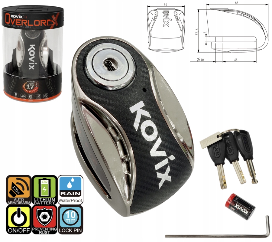 BLOKADA TARCZY HAMULCOWEJ Z ALARMEM KOVIX GRATISY Manufacturer catalog number BTHKOV019