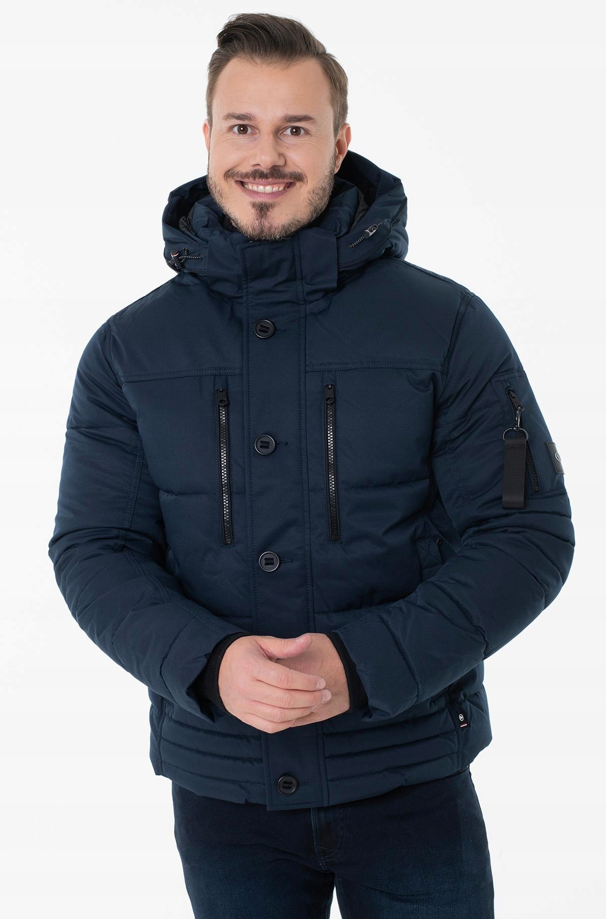 Tom Tailor Pánská Péřová Bunda Tmavě Modrá S Kapucí M 7AA