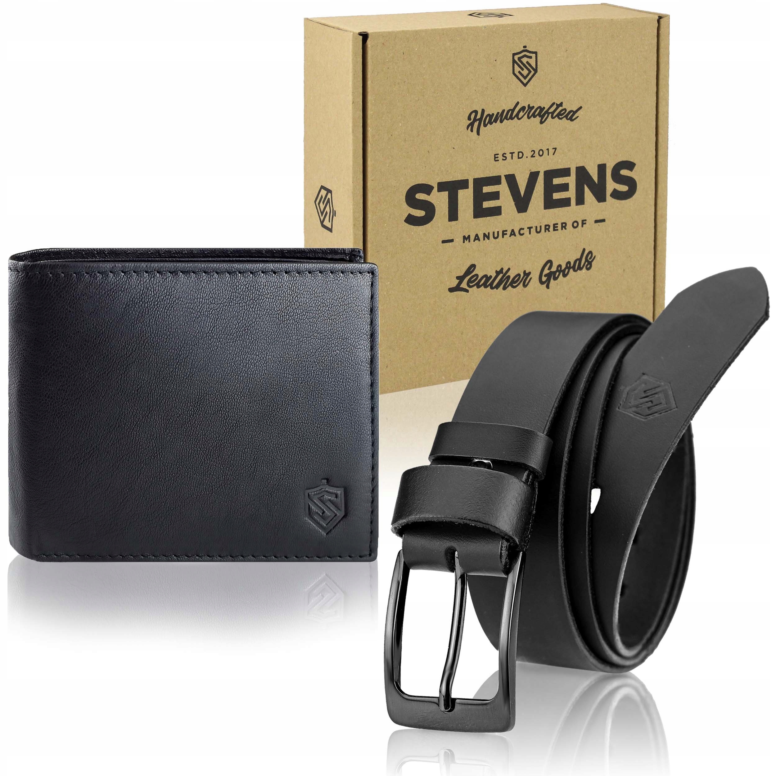 Portfel Męski Pasek Skórzany Zestaw Prezentowy Stevens Na Imieniny