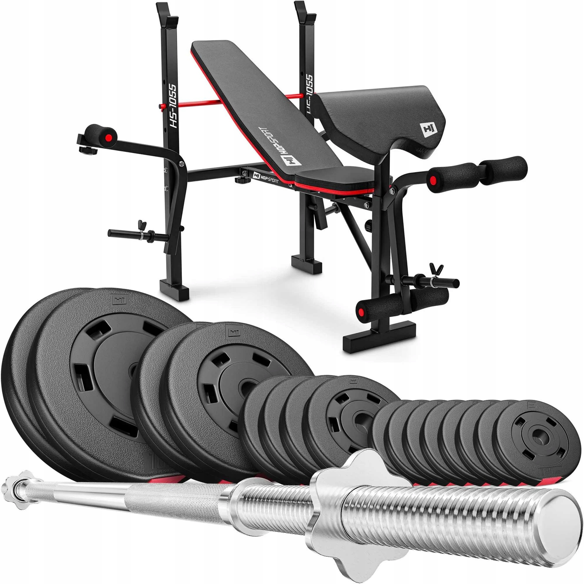 Posilovací sada 59 kg: Vzpěračská tyč Kotouče Lavice