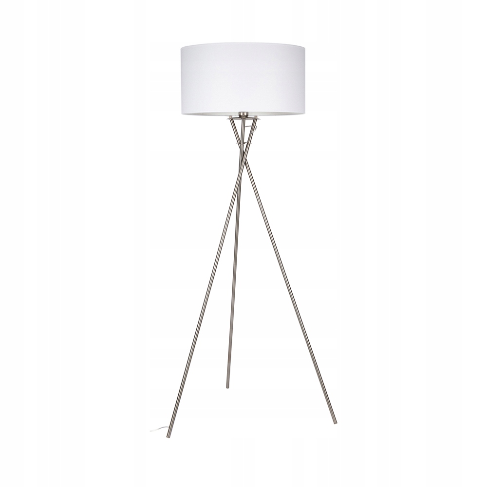 Stojacia podlahová lampa Hugo Abažúr Biela 50 cm E27 Trojnožka Saténová Led