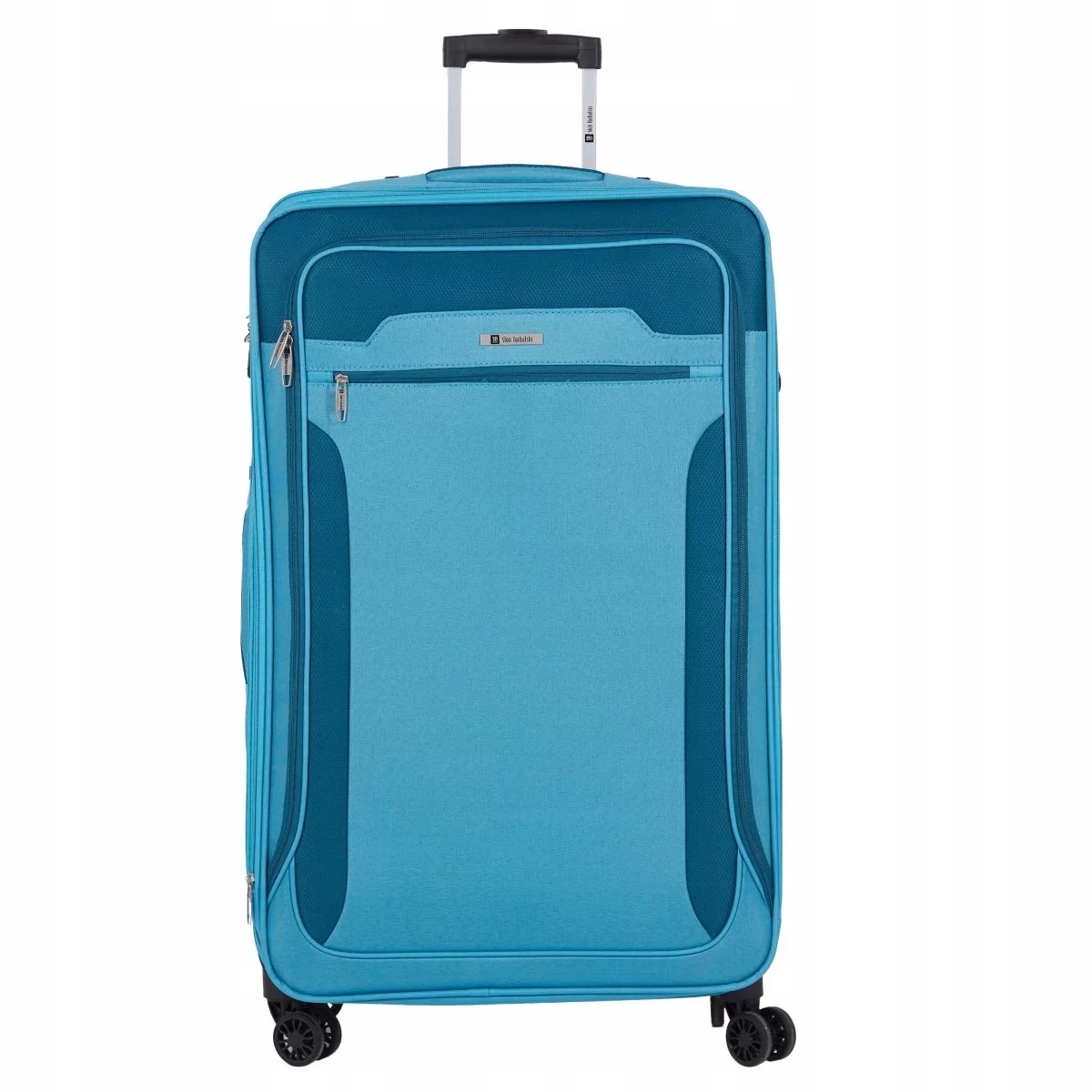 Velký látkový kufr, měkký, 80 cm, s rozšířením, modrý