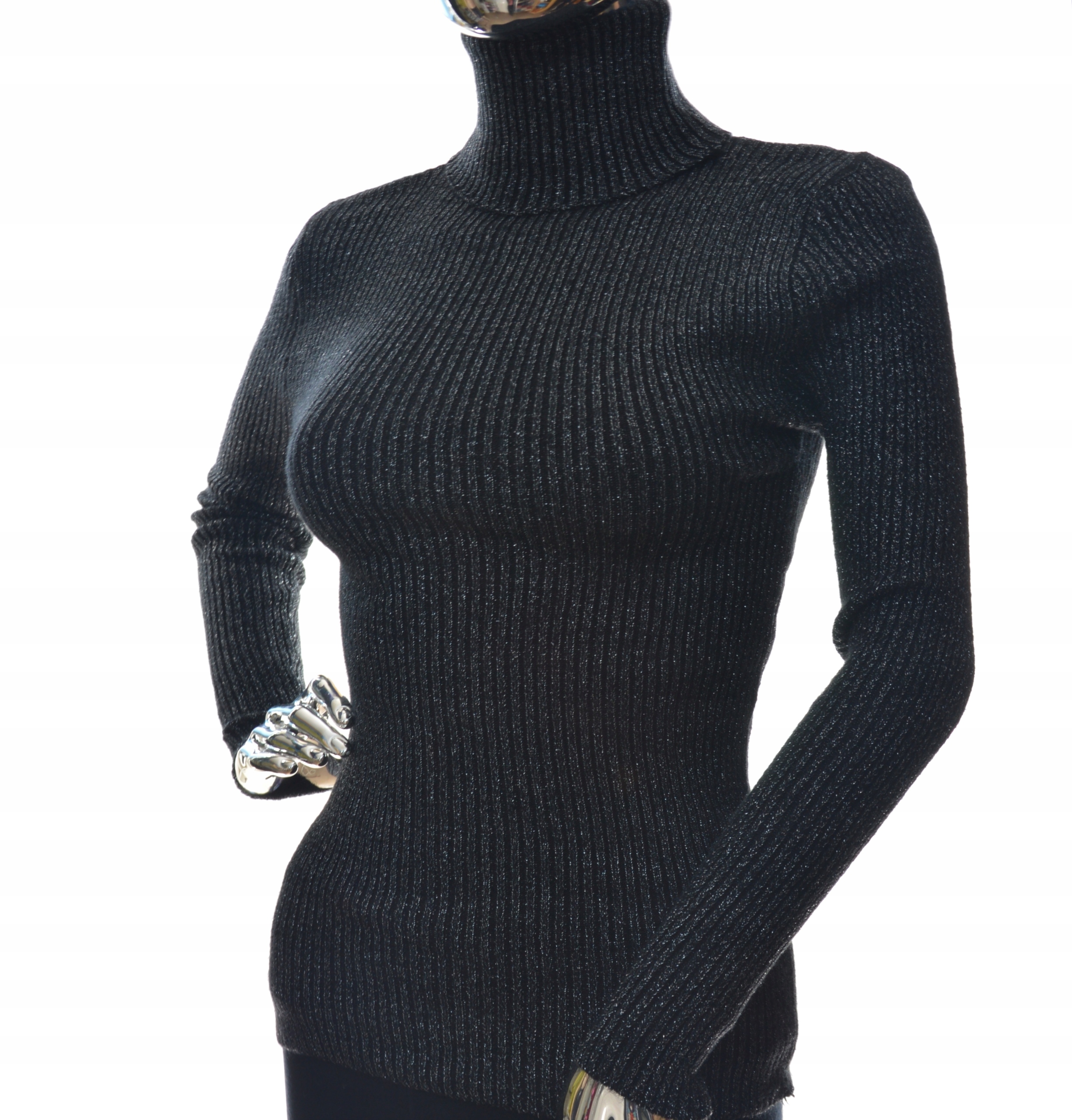 

Sweter damski golf bluzka z błyszczącą nitką Uni