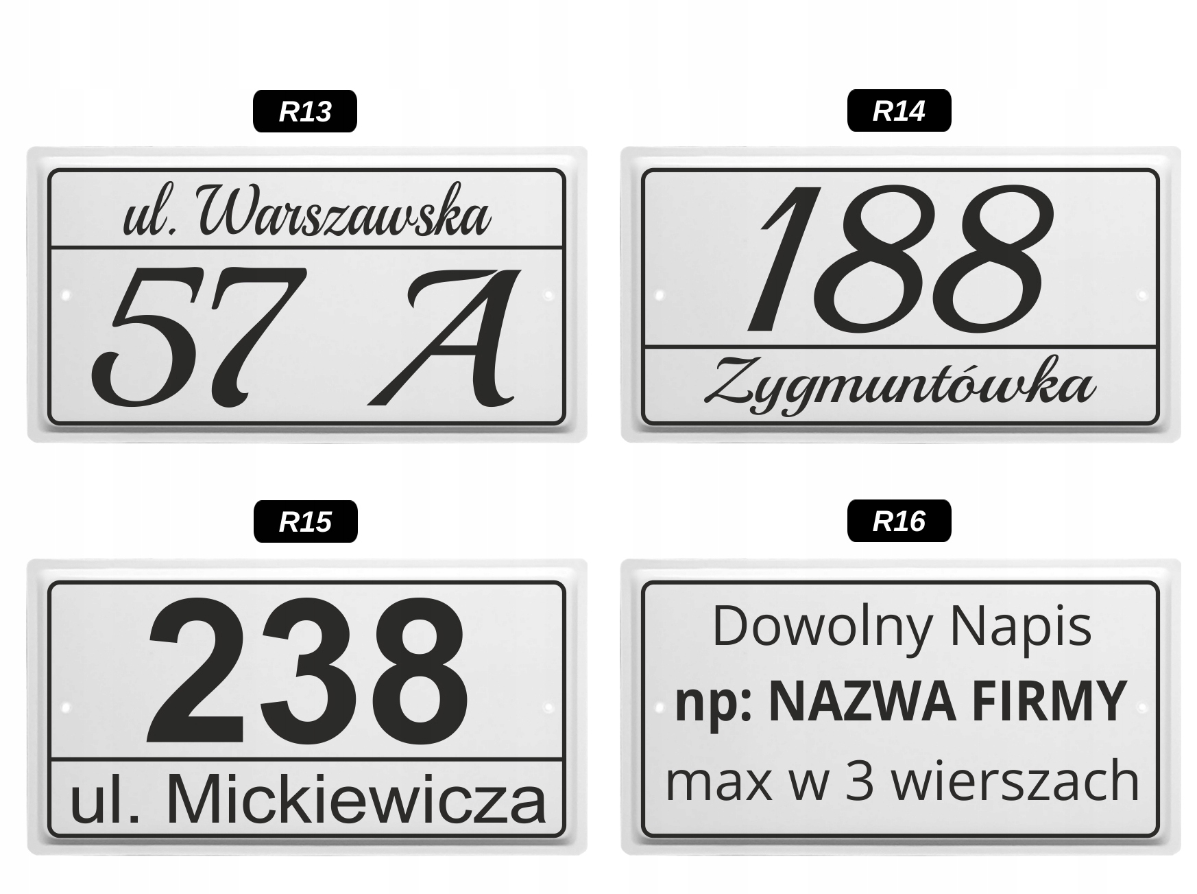 Tabliczka Adresowa METALOWA TŁOCZONA - BIAŁA - UV Wysokość produktu 15.5 cm