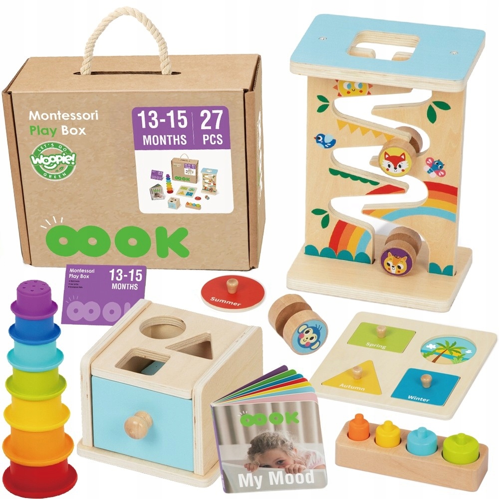 Pudełko Box XXL Montessori Edukacyjne 6W1 Sensoryczne 13-15M Woopie Green