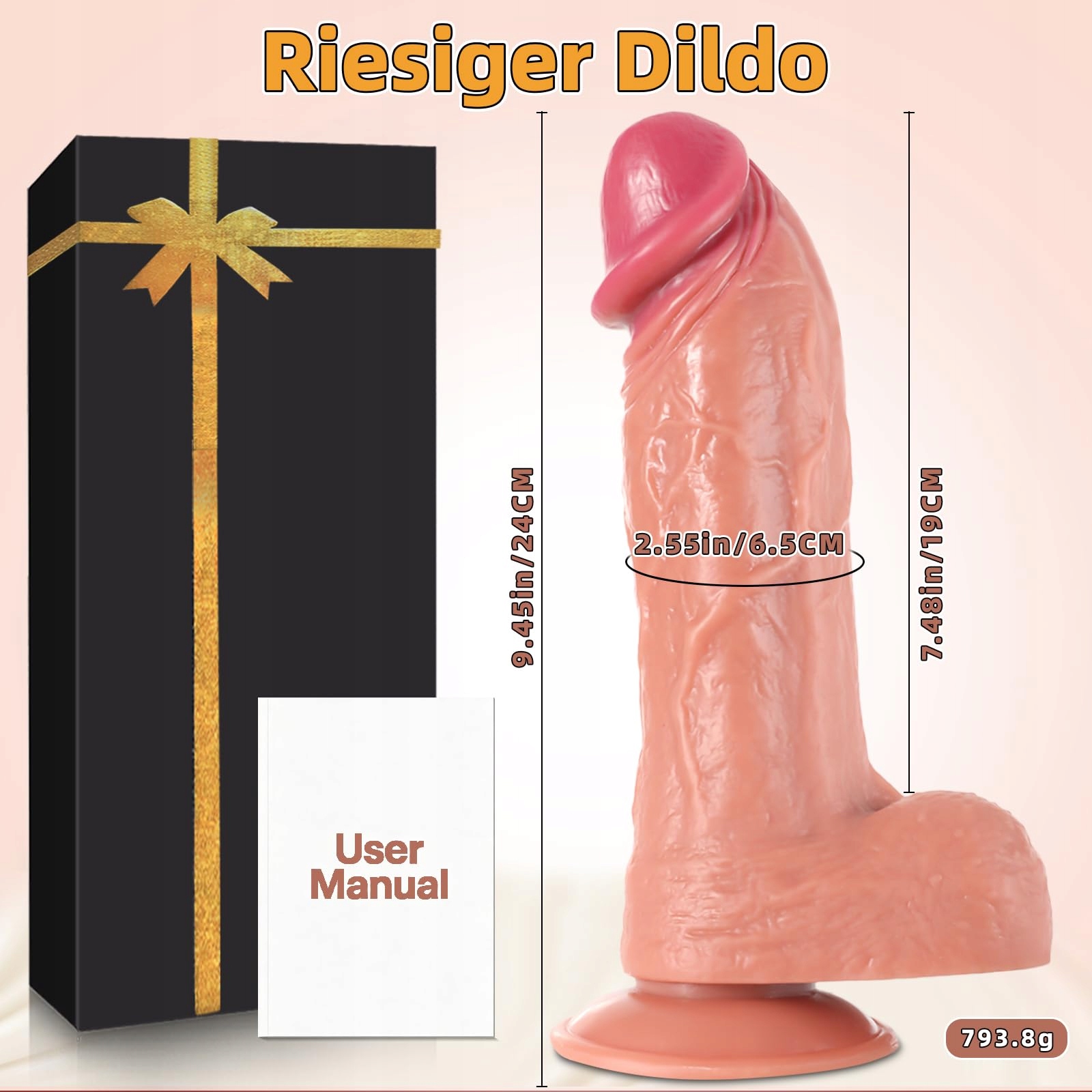 XXL REALISTYCZNY DILDO Z PRZYSSAWKĄ DLA KOBIET MĘŻCZYZN G-PUNKT ANAL — miniatura 7