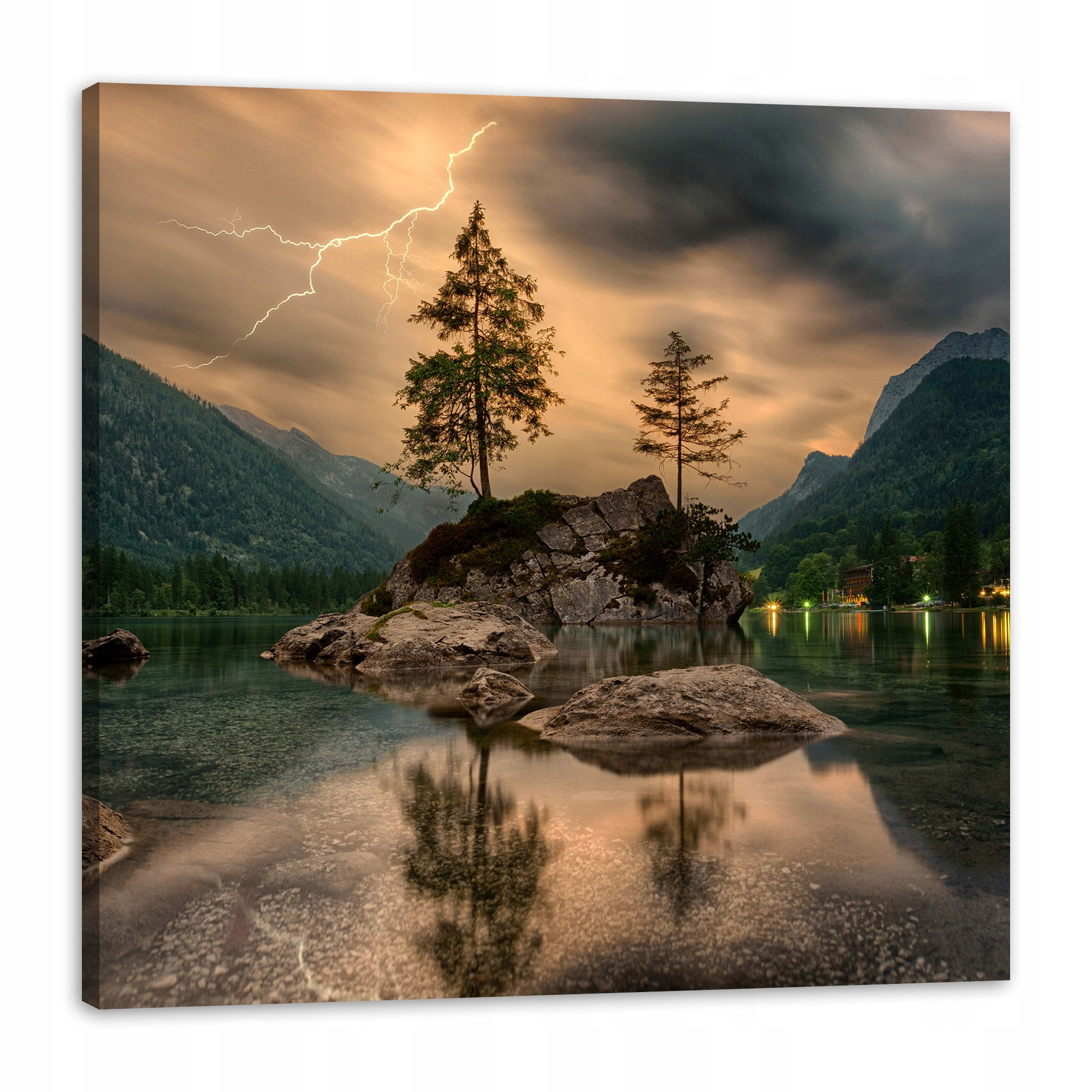 Obraz na plátně Příroda Bouře Jezero Příroda Stromy 80x80 cm