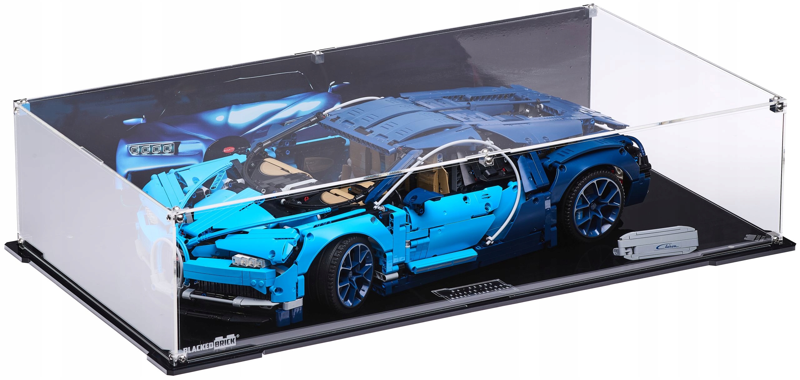 Vitrína s pozadím 1 Blacked Brick pre Lego Technic 42083 Bugatti Chiron