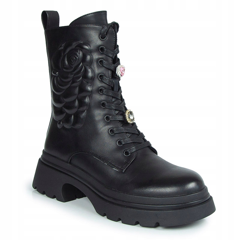 S.barski MR870-25 Kotníkové Boty Workery Černá Kůže 37