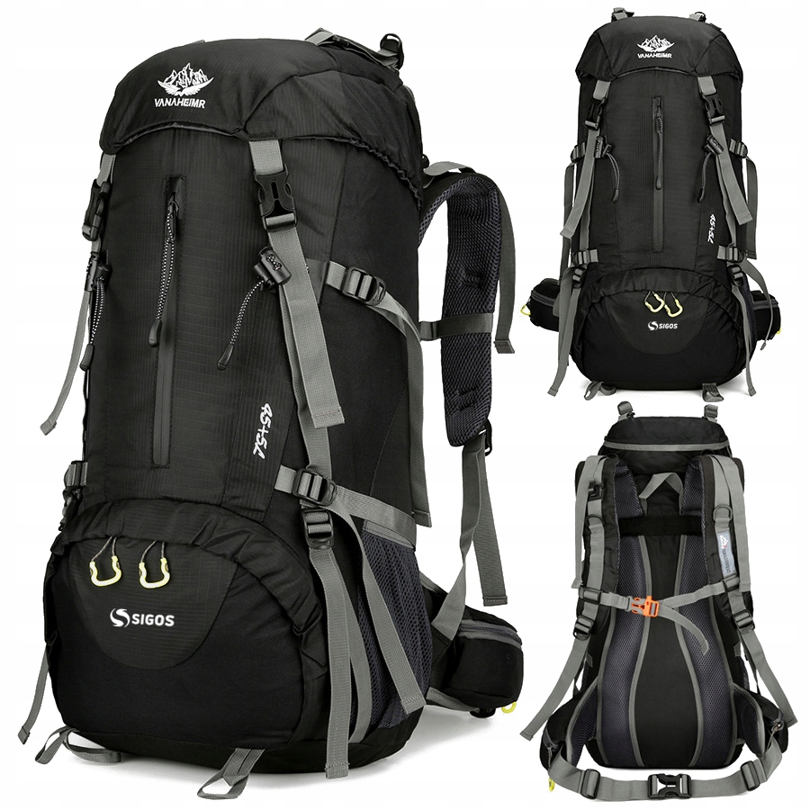 Batoh turistický batoh 50 l pro výlety do hor, pánský, černý, horský