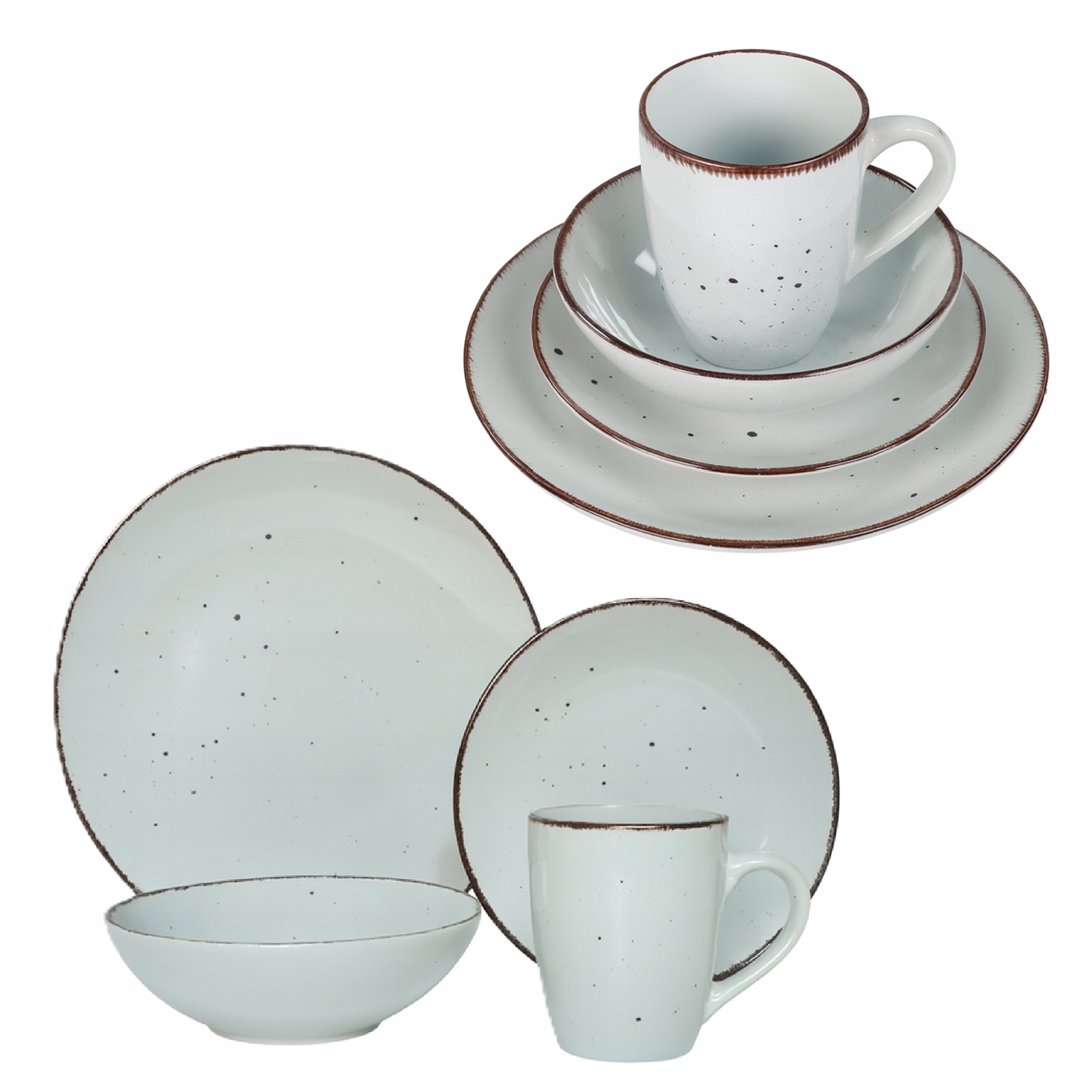 Jídelní servis sada Livello pro 6 osob, 24 kusů, talíře, šálky, šedá barva