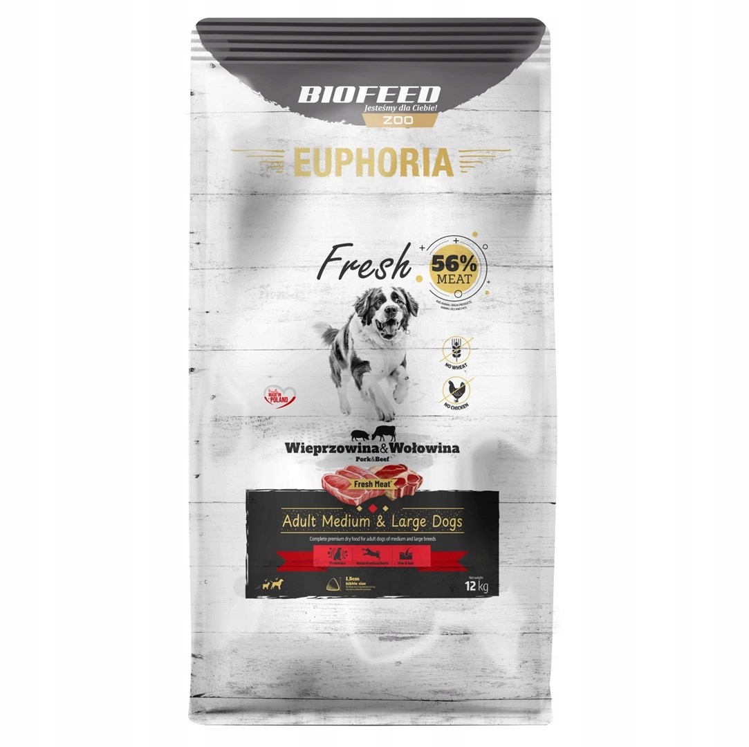 Levně Biofeed Euphoria Fresh Meat Adult Medium & Large Vepřové a hovězí maso 12k