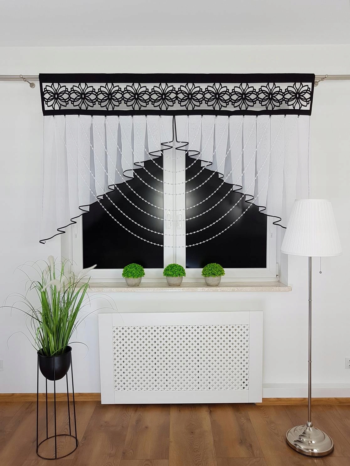 Panel Dekoracyjny Z Ażurem Czarny 200x120 Koraliki Tunel Do Salonu Kuchni