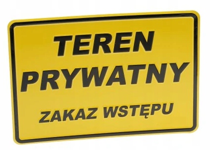 TABLICA ALUMINIOWA'' TEREN PRYWATNY'' 20X14