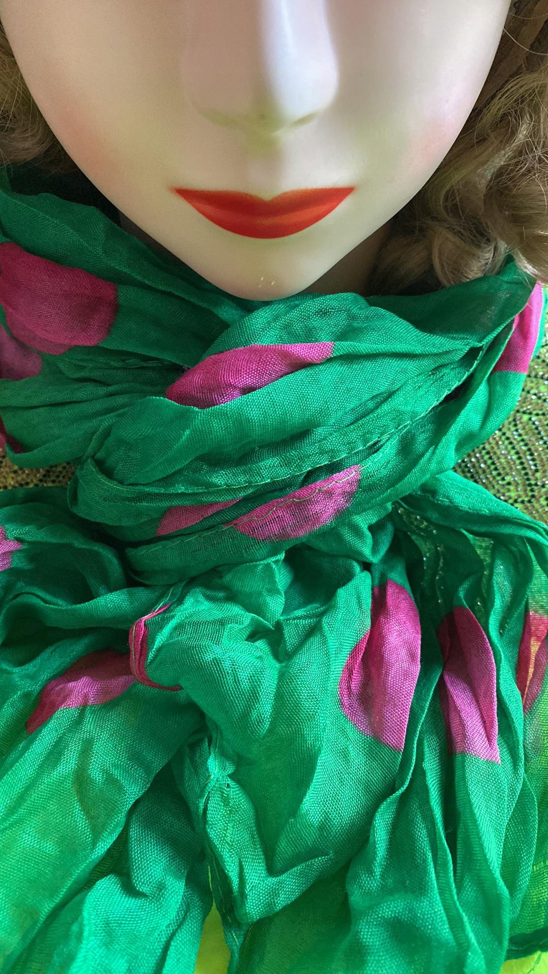 Szal grochy Kolor Zielony