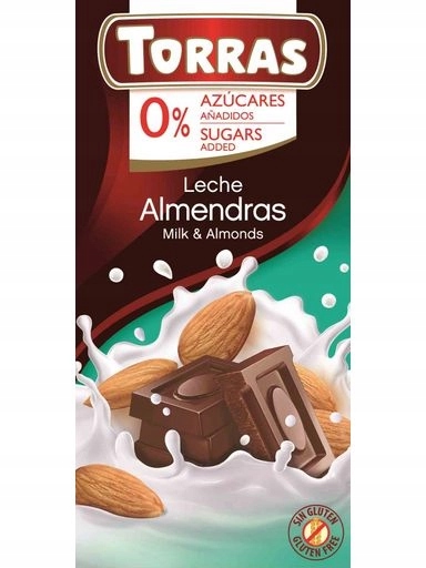 Levně 5 x Torras Čokoláda s mandlemi bez přidaného cukru 75 g