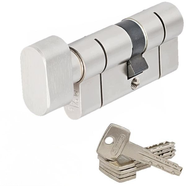 Vložka Do Dveří Abus KD10 45G/40 40/45G S Knoflíkem, Nikl Perleťový, Atest Itb C