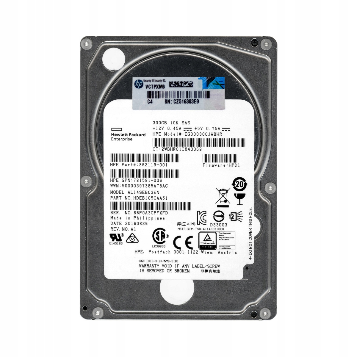 Hp 862119-001 300GB 10K 128MB SAS-3 2.5'' EG000300JWBHR