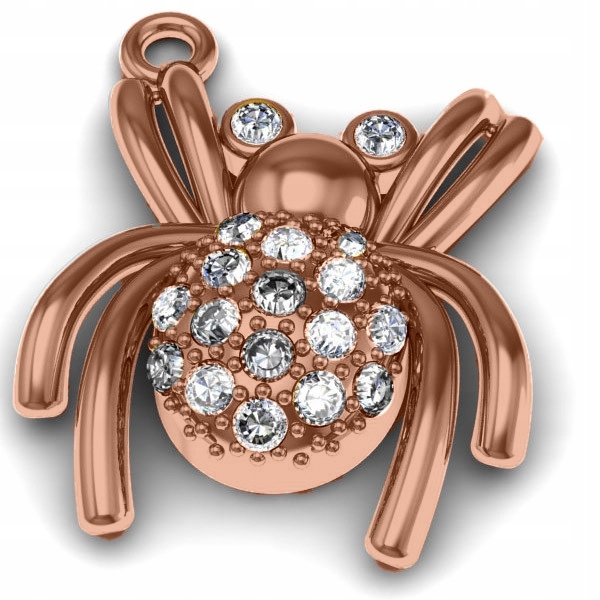 Přívěsek pavouk s kamínky pozlacený růžově