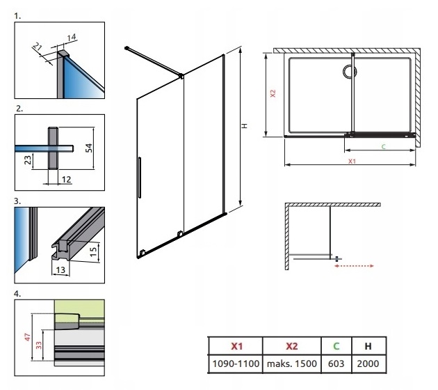 KABINA RADAWAY Furo Black walk-in 110 prawa przej EAN (GTIN) 5902738088136