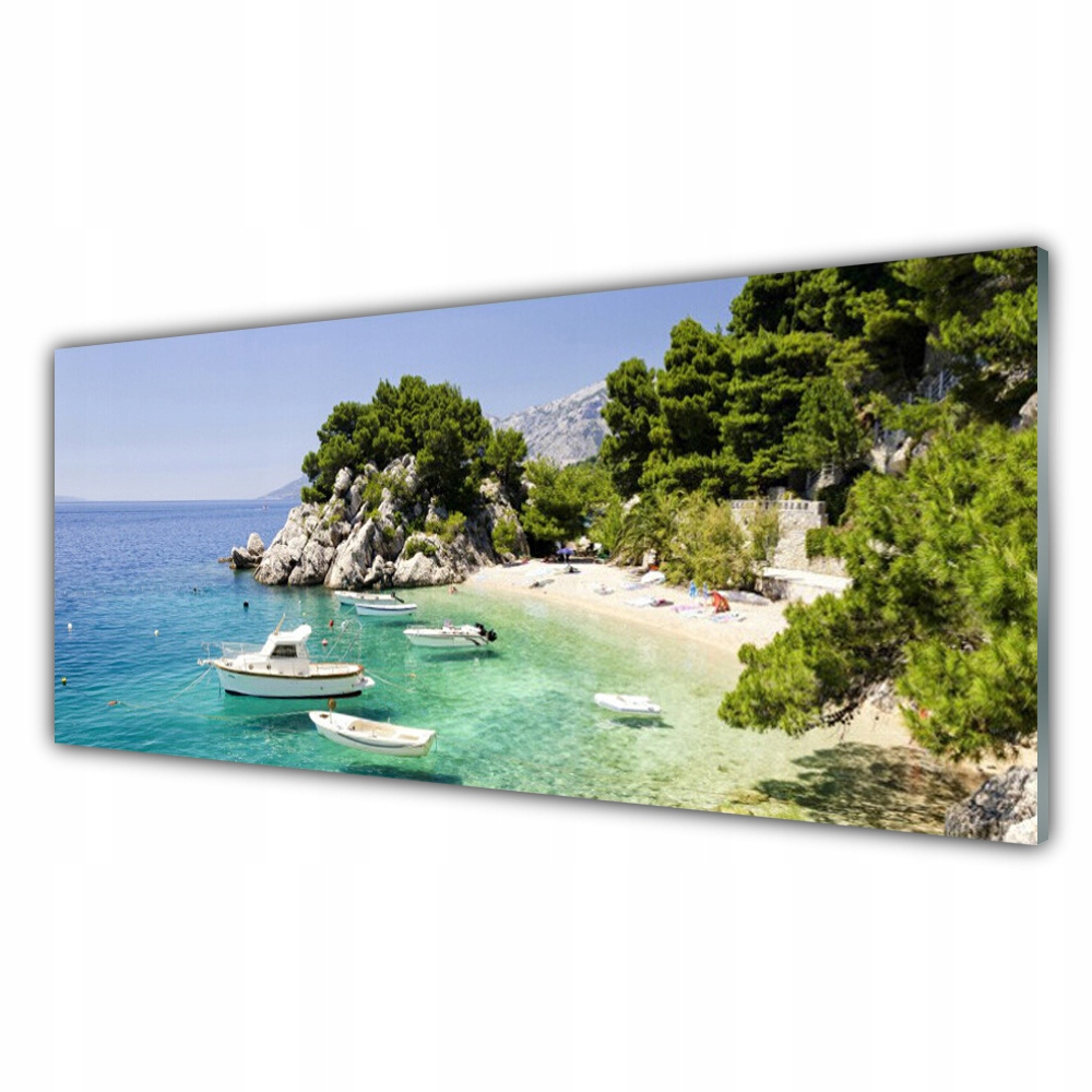 

Fotoobraz wiszący 125x50 Morze Plaża Skały Łodzie