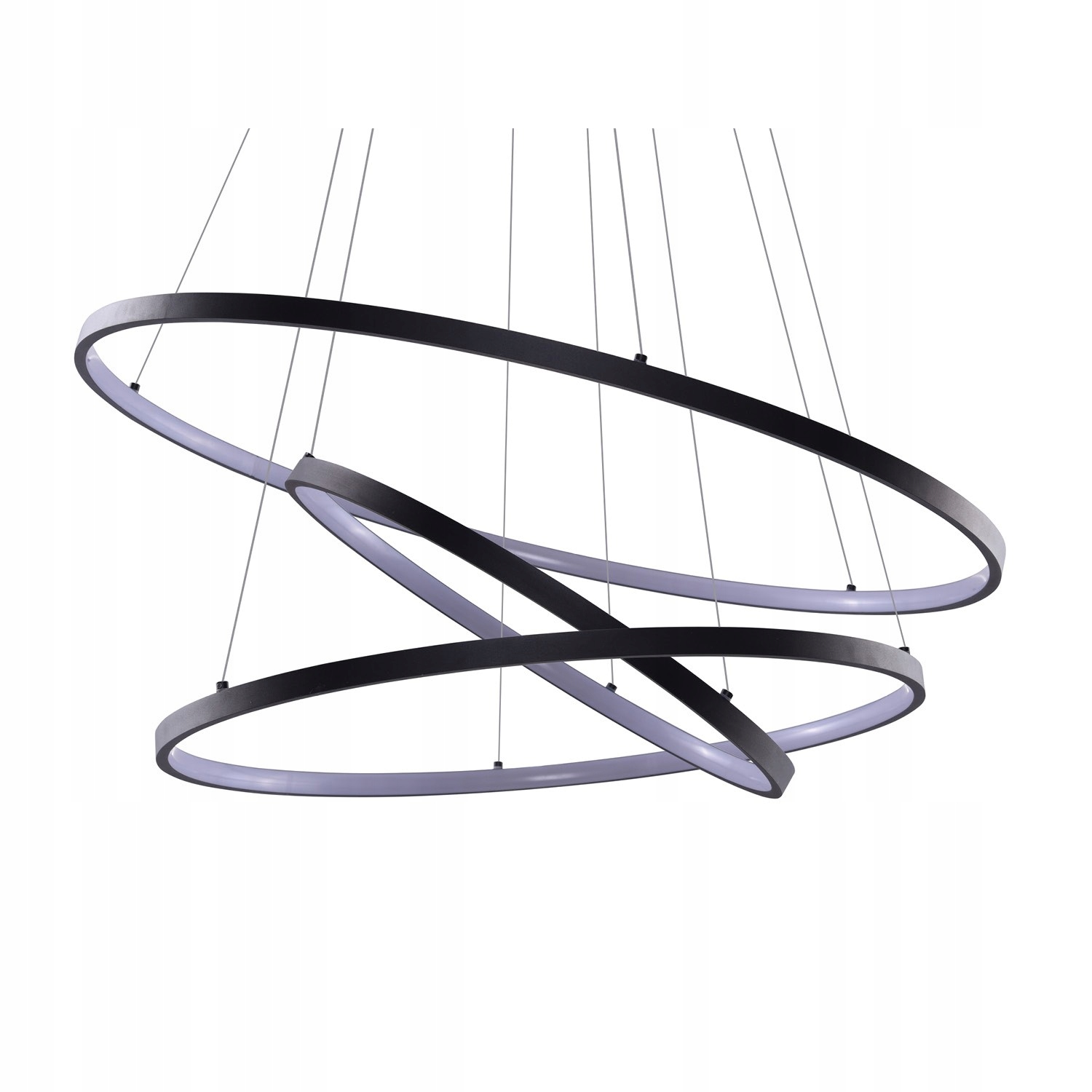 Stropná lampa s prepletenými kruhmi do spálne nad posteľ Wheel 3 čierna
