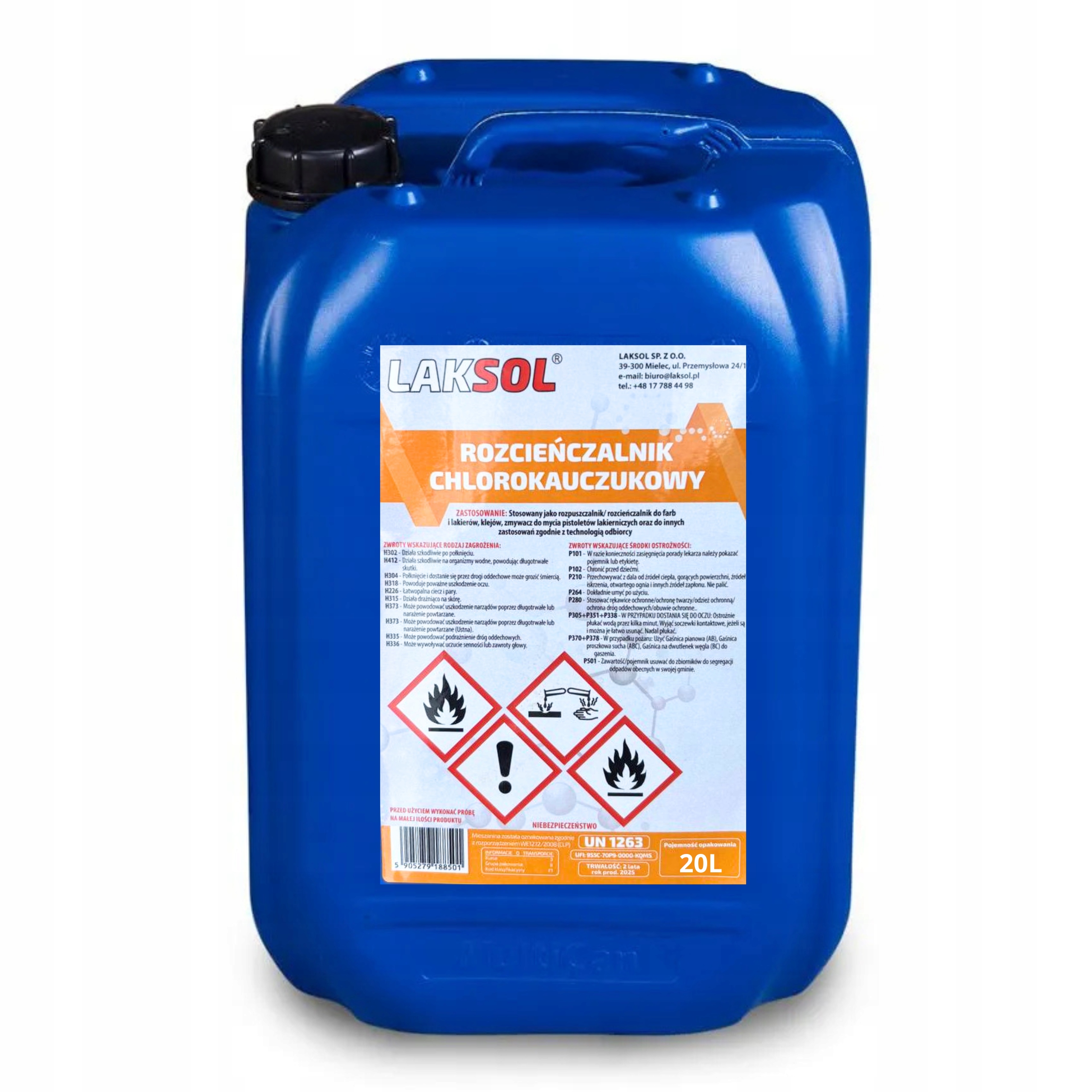 Chlorkaučukové ředidlo 20 l Rozpouštědlo pro pryskyřice a barvy Laksol