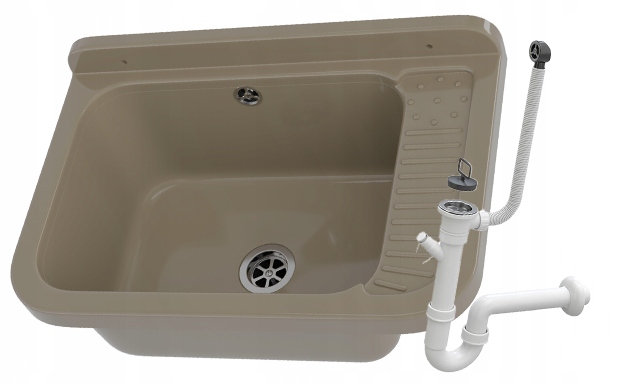Béžový dřez technický dřez do kotelny Komora Polo technická Syfon