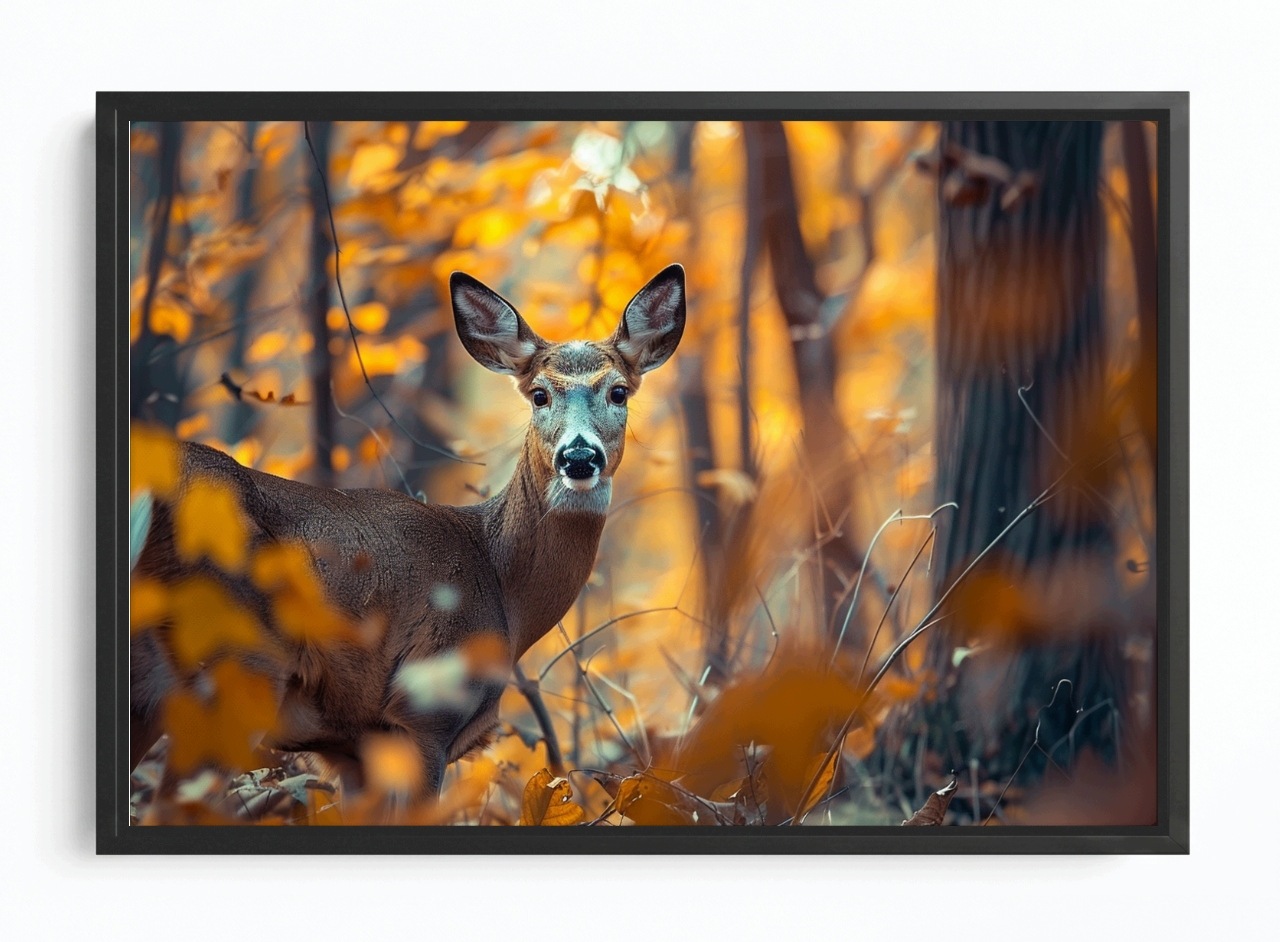 Obraz Rám Americký Box Zvíře Les Srnka Příroda Podzim 60x40