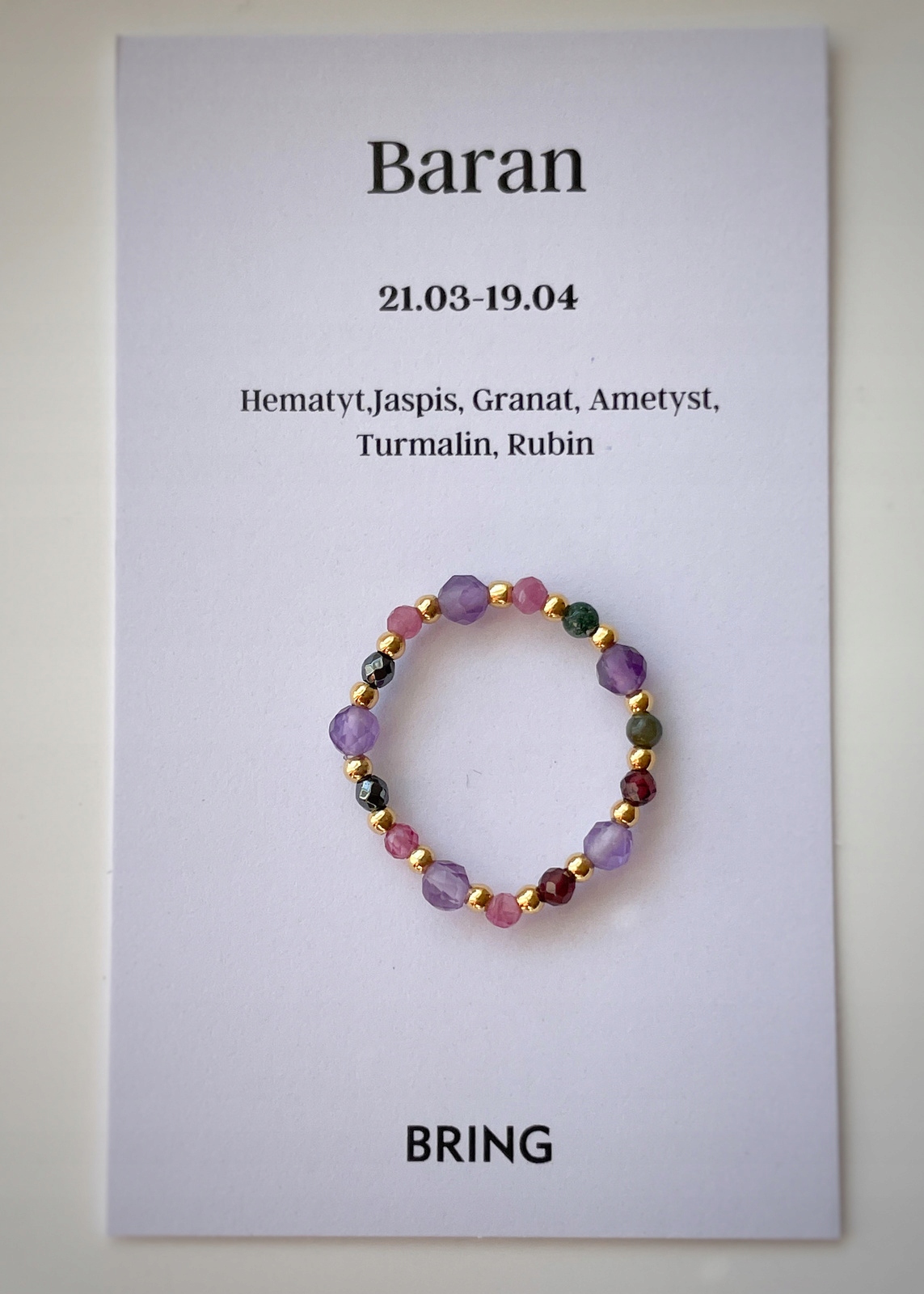 Pierścionek elastyczny znak zodiaku Baran pozłacany M