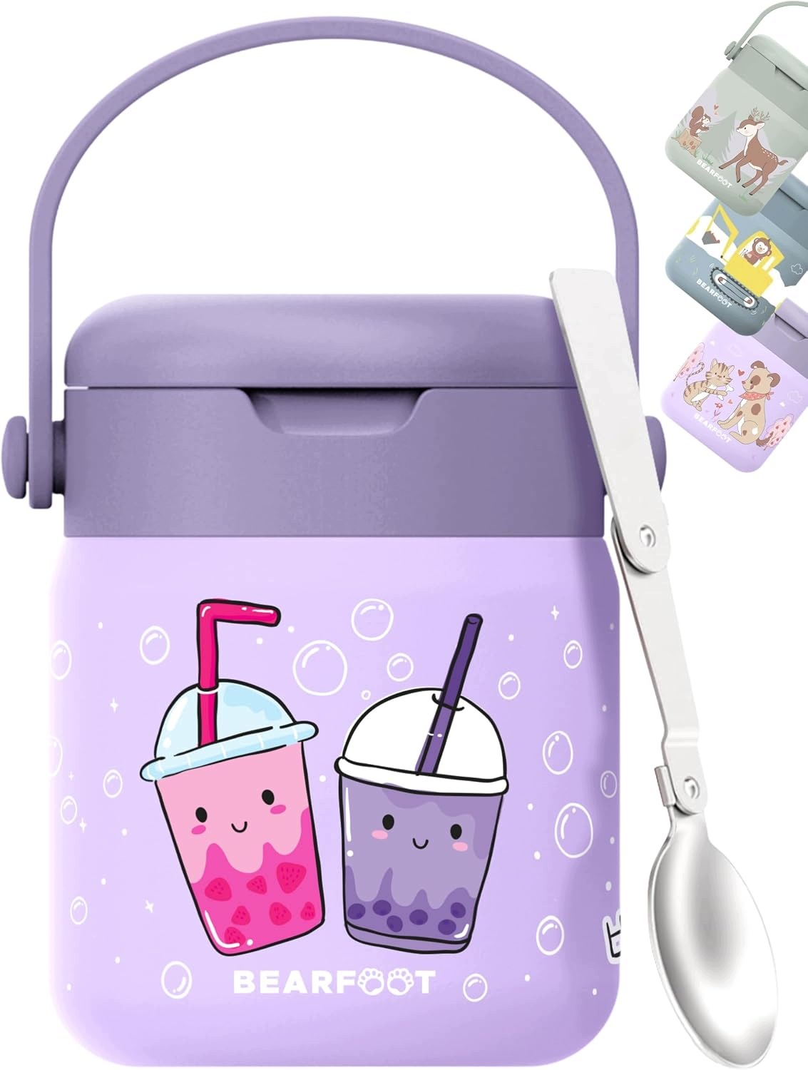 Termos obiadowy dla dzieci 500 ml Liliowy Bubble Tea ze łyżką