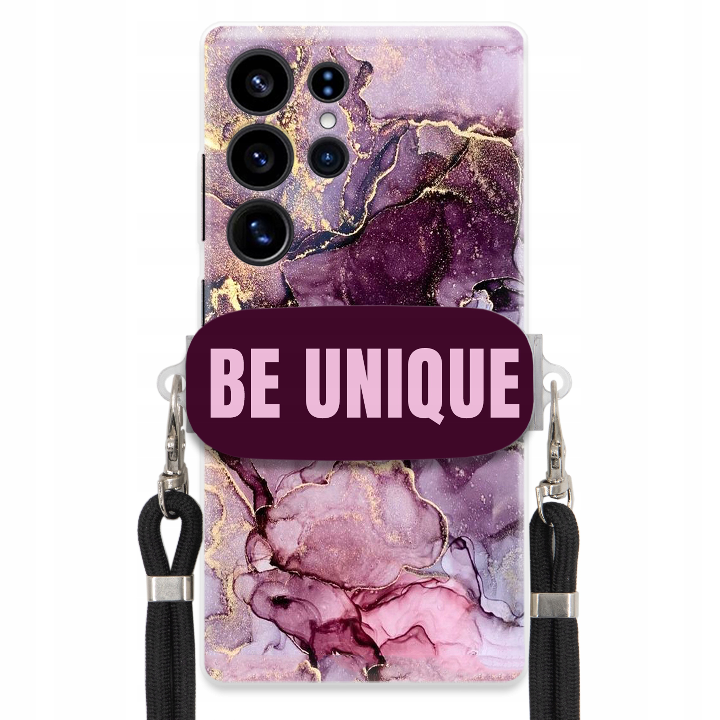 Puzdro pre Samsung S25 Ultra Case držiak na šnúrku Čierny fialový mramor