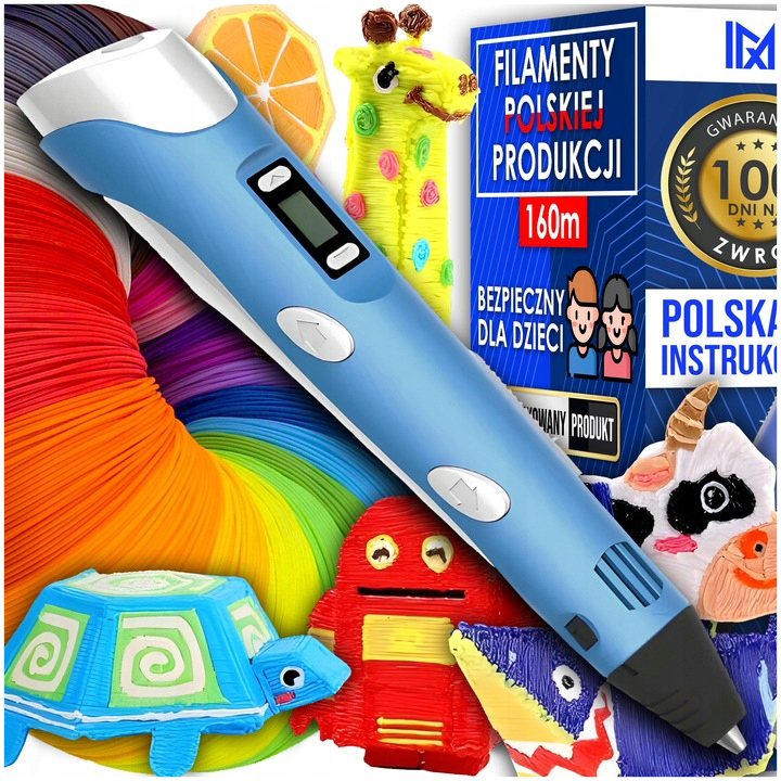 Długopis 3d Dla Dzieci Drukarka 3d Magiczny Pen 3d Zestaw Wkłady 160 metrów