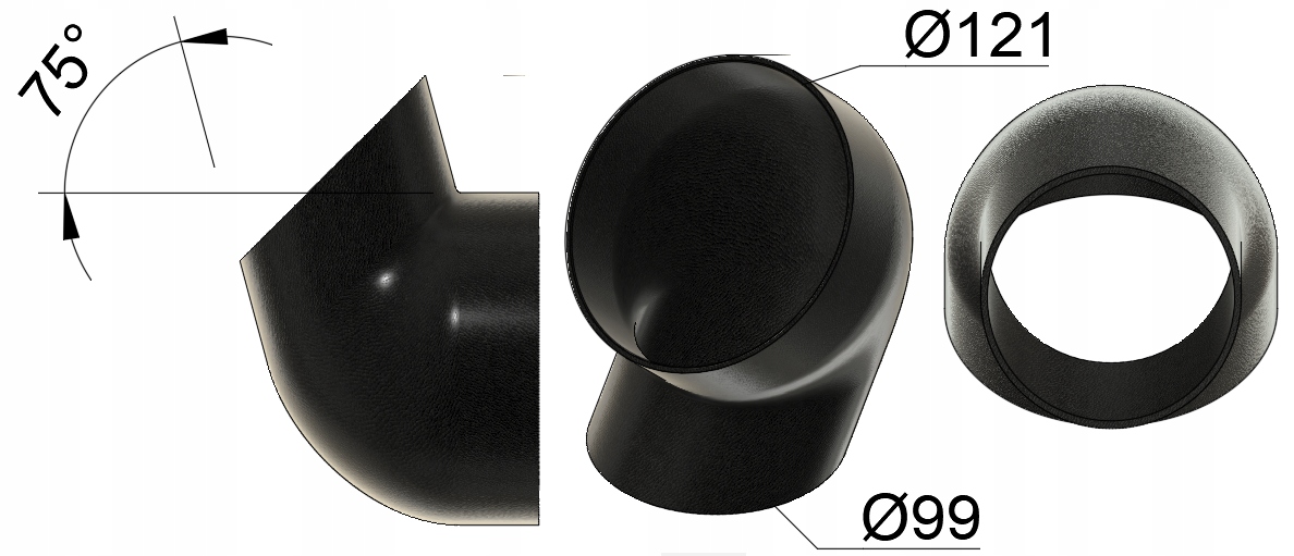 Adapter redukcja Felder Hammer 120 100 spiro 75° Kod producenta FelderSpiro75