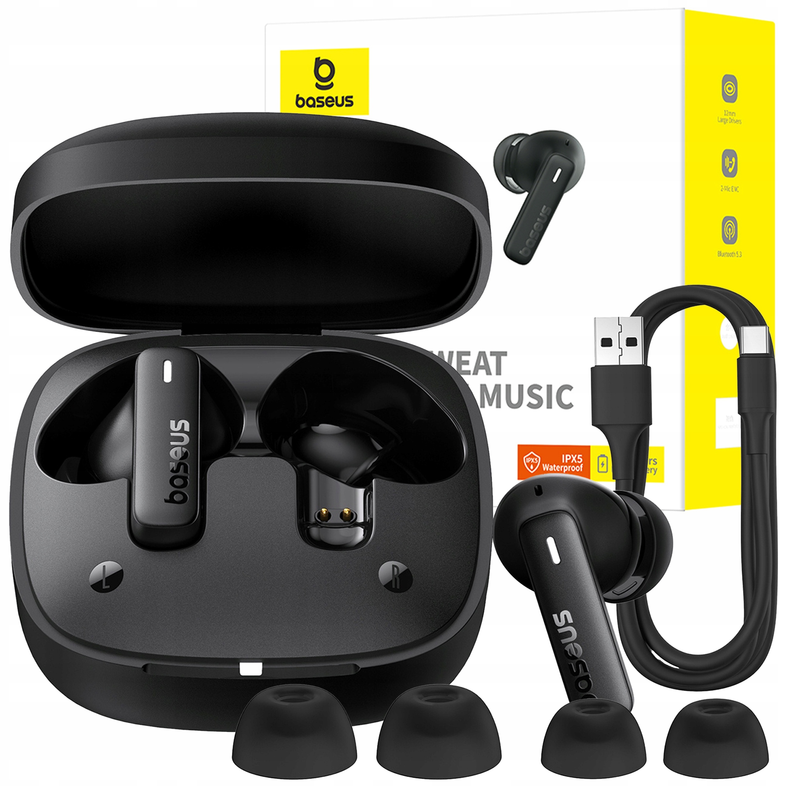 Baseus Bluetooth Bezdrátová Kanálová Sluchátka Bt Bowie E19 Tws IPX5