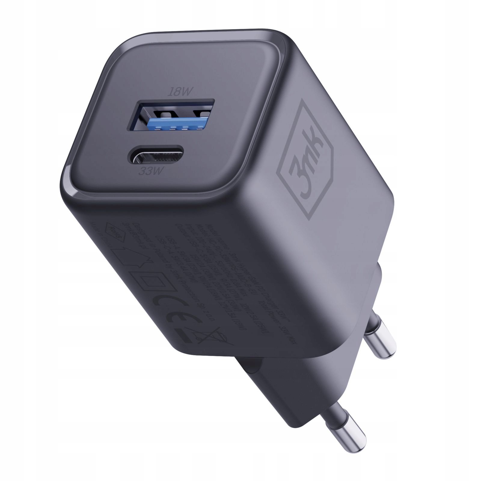 3MK Hyper Charger Pd 33W Gan QC4+ Pps Afc Fcp Scp 1A1C Black