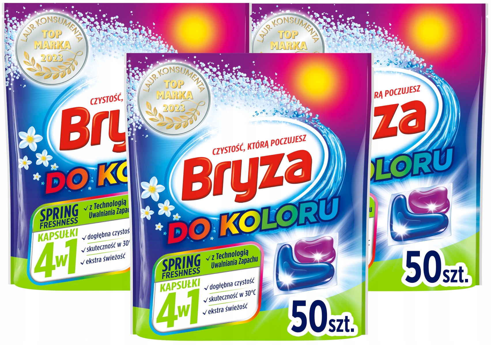 Levně Bryza 4v1 Jarní svěžest Kapsle na barevné prádlo 3 x 50 kusů 150 praní