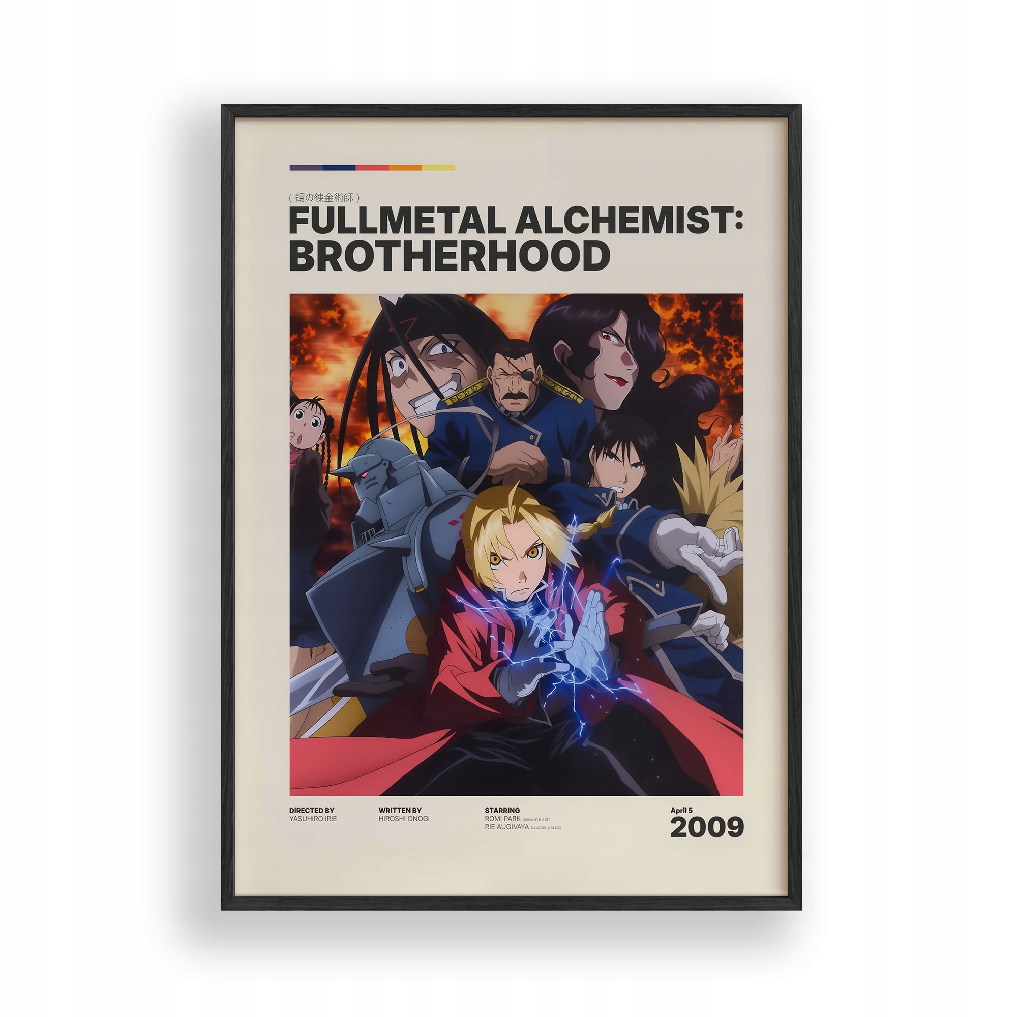Obraz Fullmetal Alchemist Hrdinové Anime Plakát Rámeček Dřevěný 30x42 cm